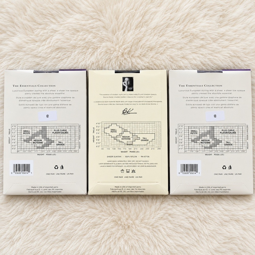 Donna Karan New York Sheer Satin Control Top Pantyhose Bundle 3 Buff Black Small - Picture 2 of 2